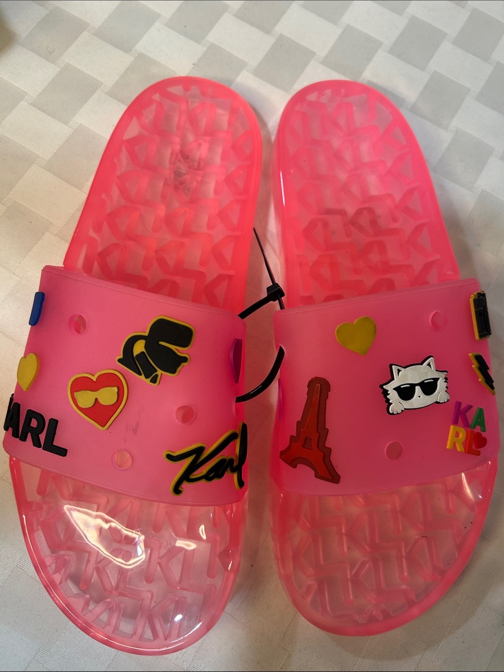 Karl Lagerfeld Pink Jelly Slide Sandals NWOT